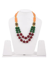 Designer Metal Balls And Multi Color Stones Beaded Necklace