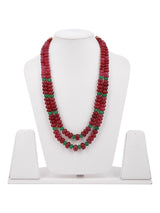 Bi Stranded Red Green Classic Beaded Necklace