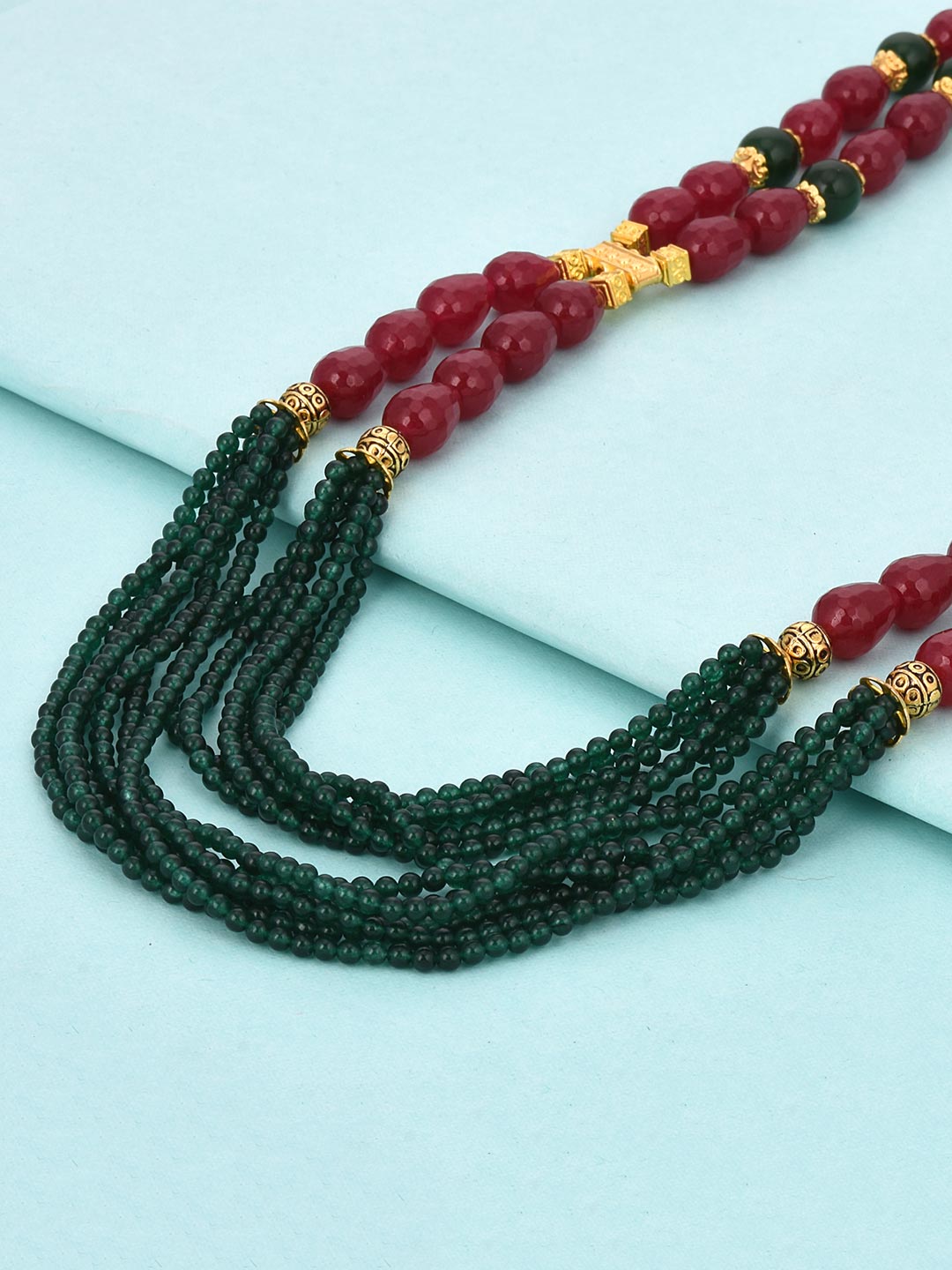 Fine Green And Red Drop Traditional Beaded Necklace