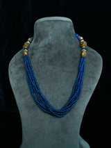 Designer Blue Stone and Gold Plated Antique Beaded Necklace