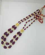 Bi Stranded Red Drop with Pearls Traditional Beaded Necklace