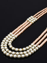 Multi String Golden White Pearls Necklace