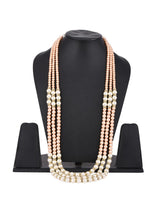 Multi String Golden White Pearls Necklace