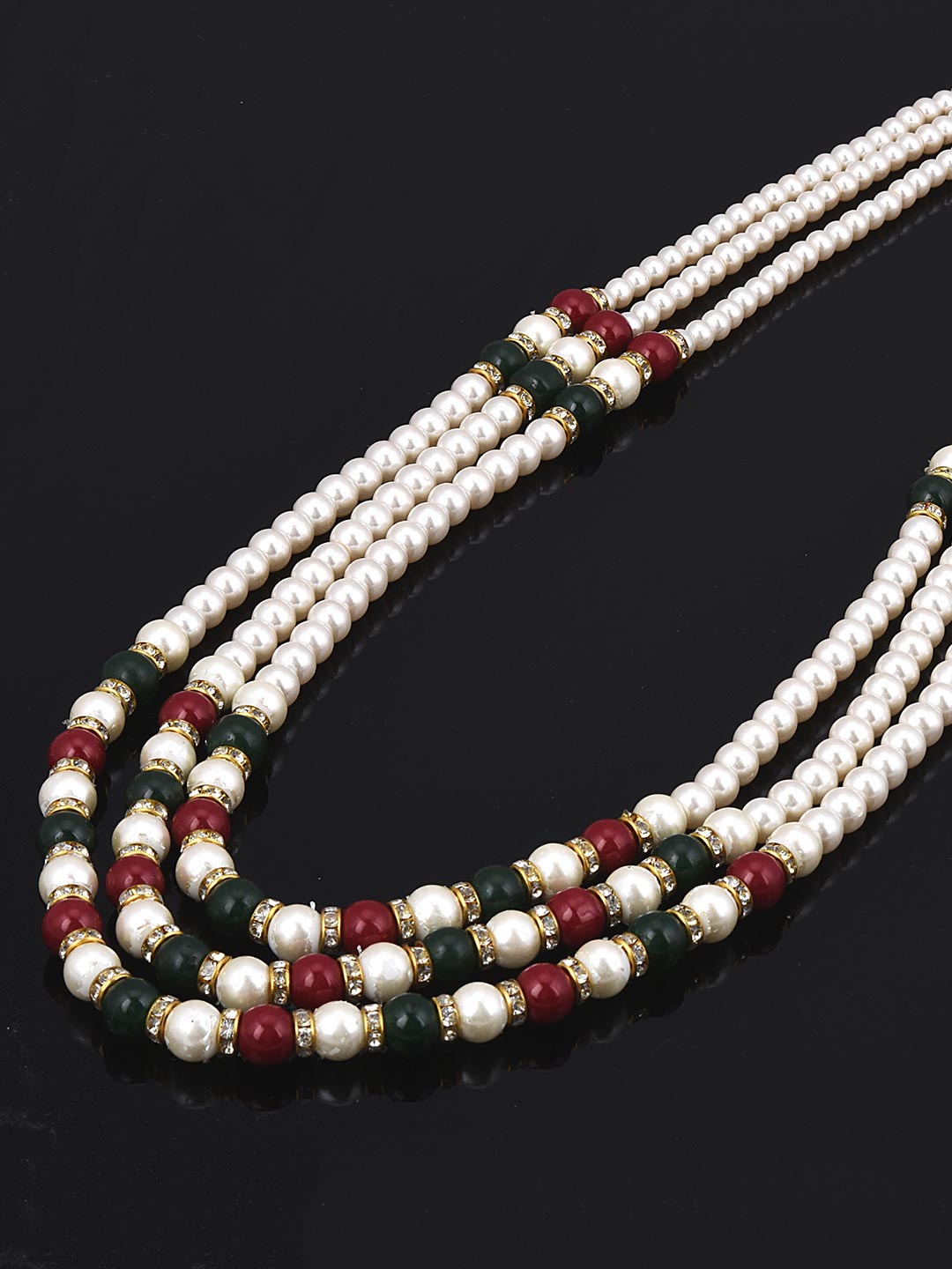 Red Green Traditional Beaded Pearl Necklace