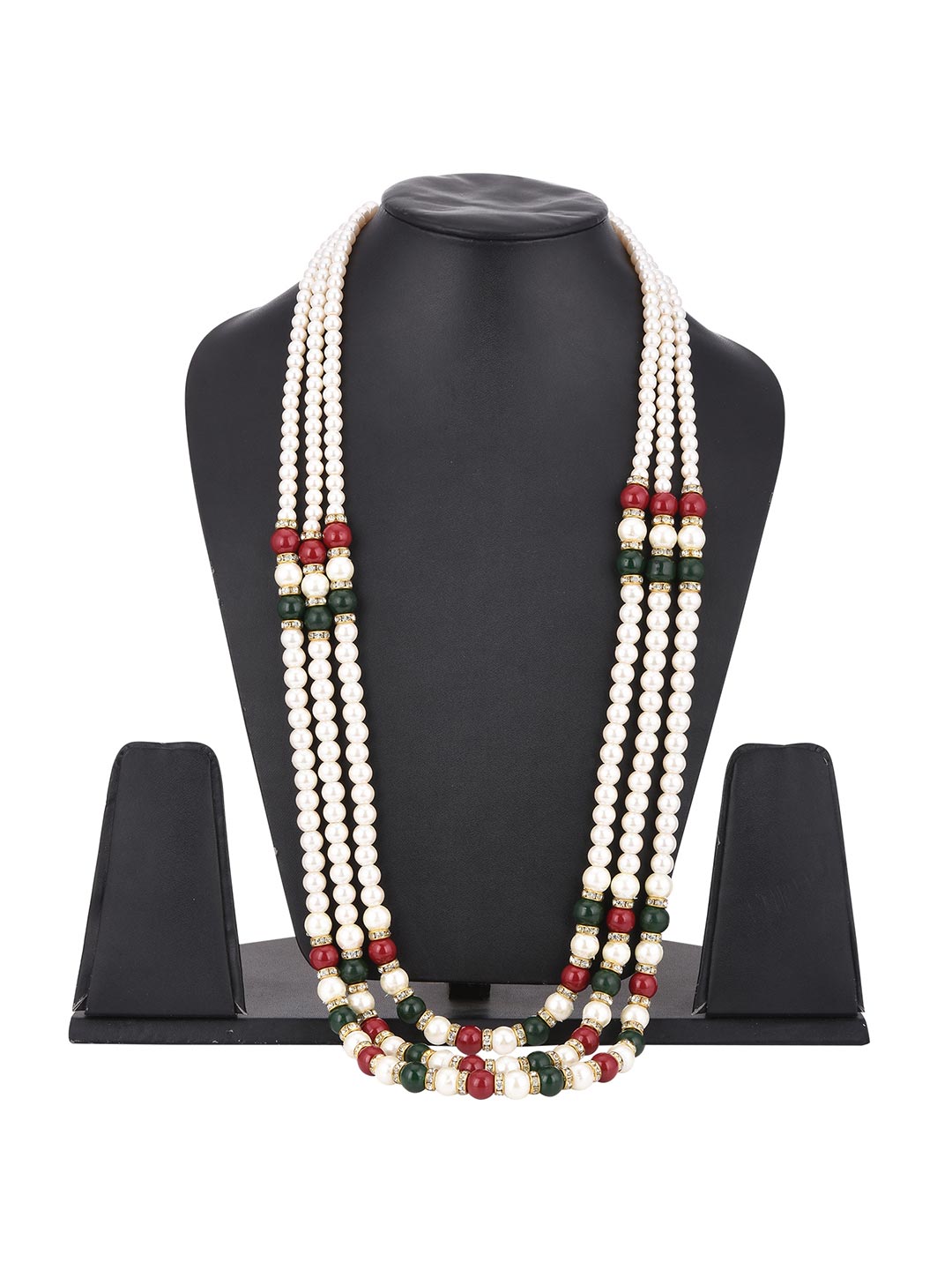 Red Green Traditional Beaded Pearl Necklace