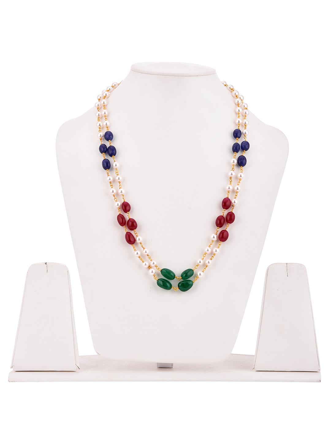 Multi Color Stone Wire Beaded Elegant Pearl Necklace
