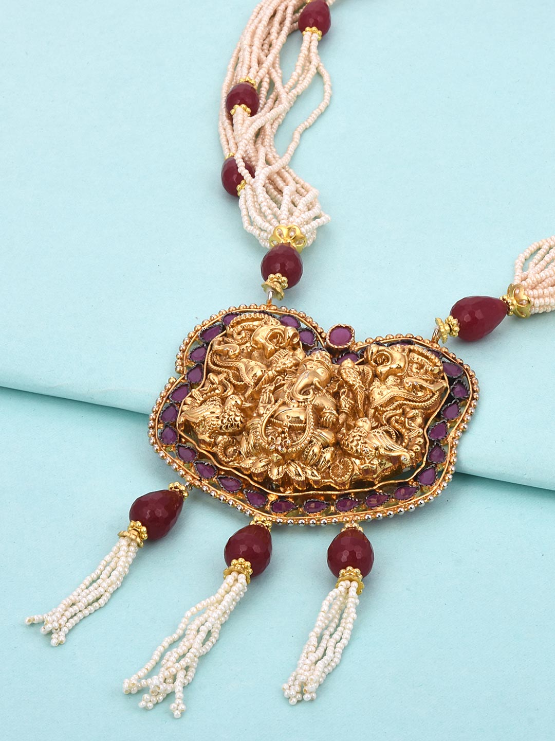 Gold Plated God Religious Traditional Beaded Necklace