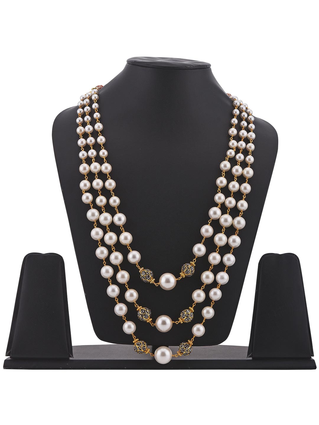 Antique Metal Balls Traditional Beaded Pearls Necklace