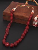 Contemporary Red Stones Single Stranded String Necklace