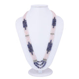 Contemporary Triple Stranded Lolite Rose Quartz Necklace