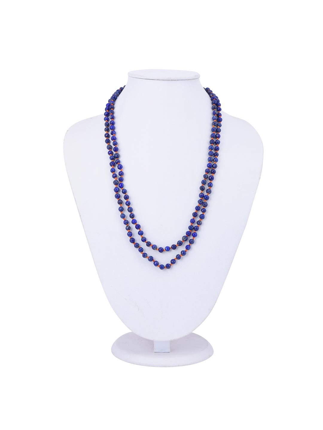 Classic Single Strand Knotted Lapis Oxidised Necklace