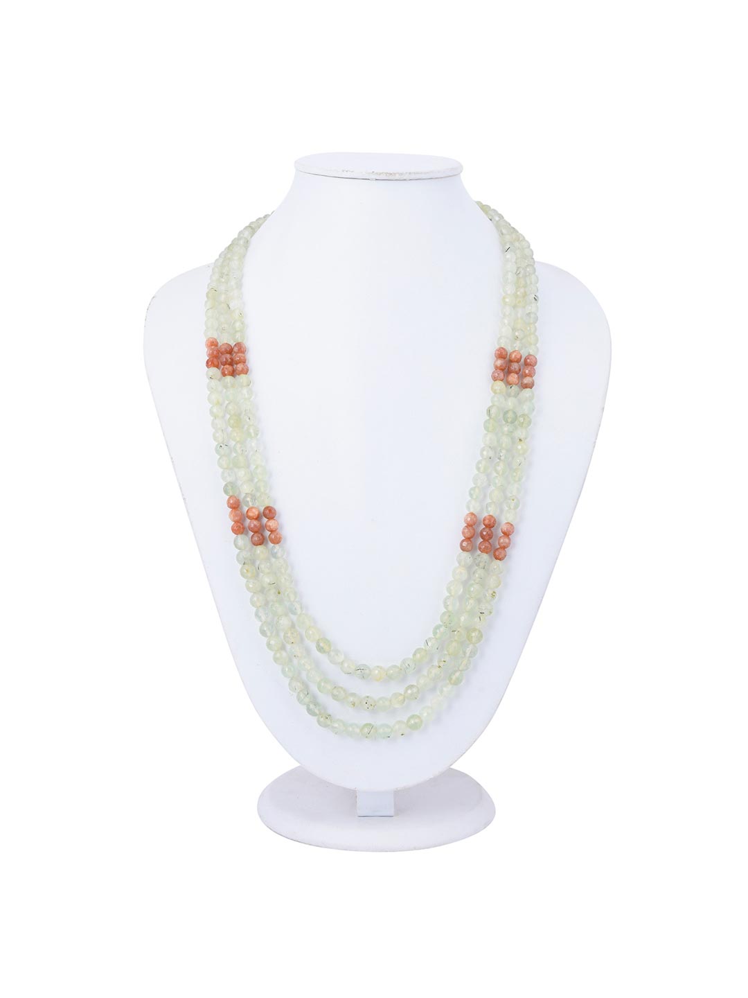 Classic Triple Stranded Nephrite and Sunstone Necklace