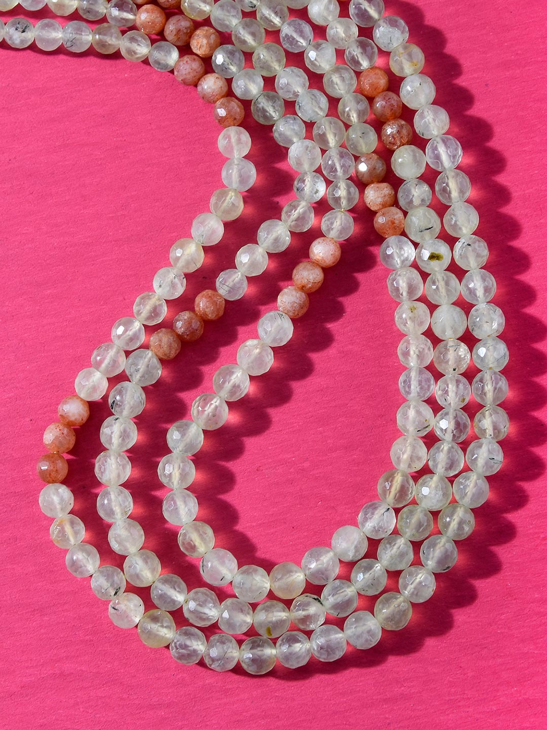 Classic Triple Stranded Nephrite and Sunstone Necklace