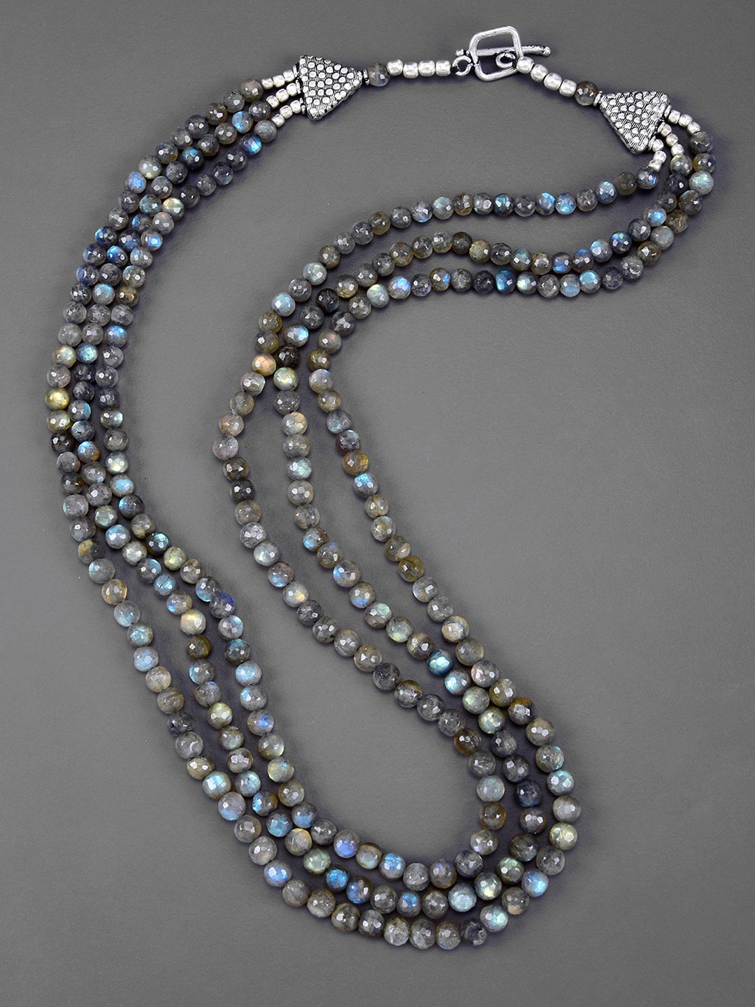Classic Triple Stranded Spectrolite Necklace