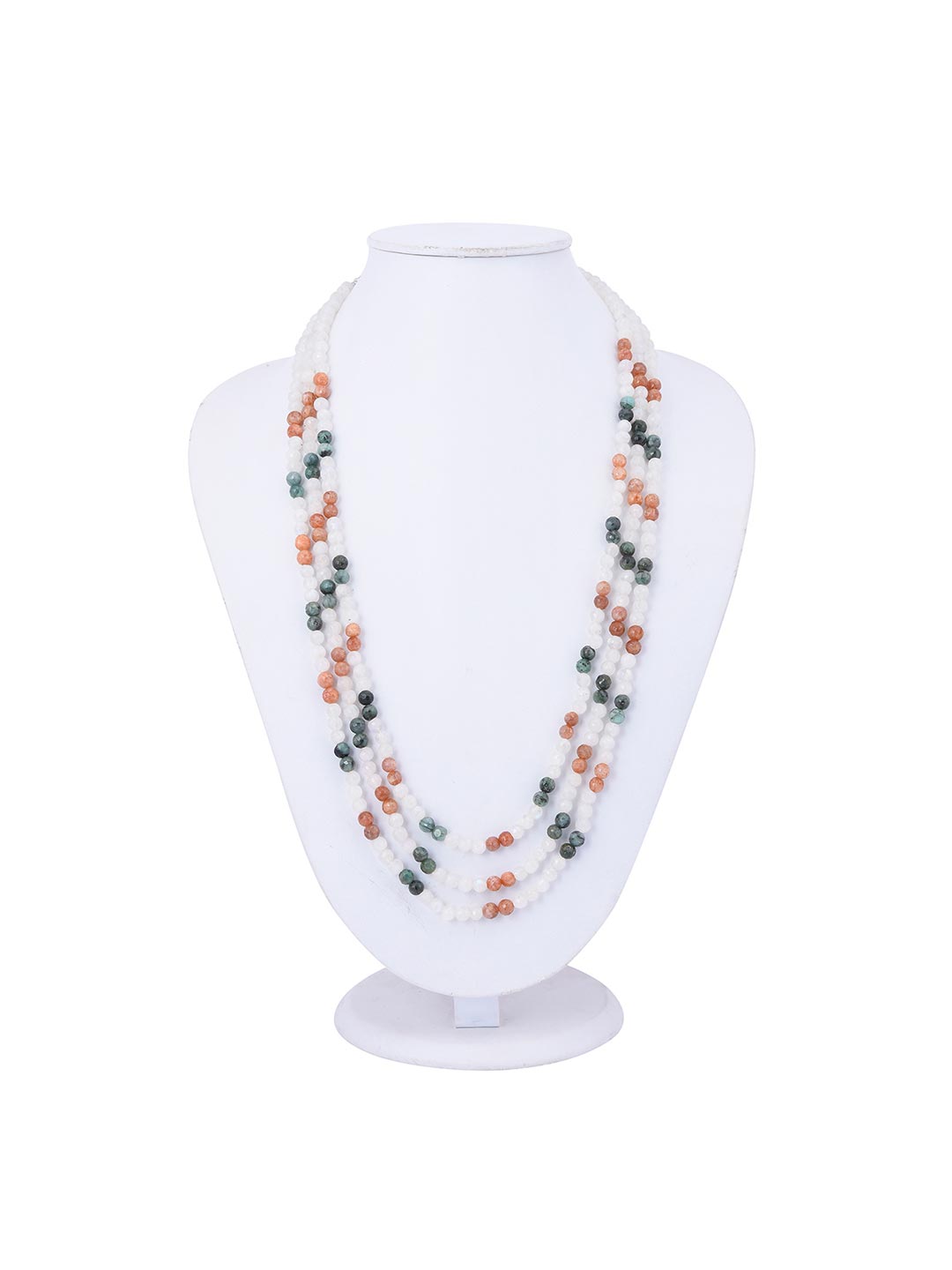 Classic Multi Colored Stones Multi Stranded Necklace