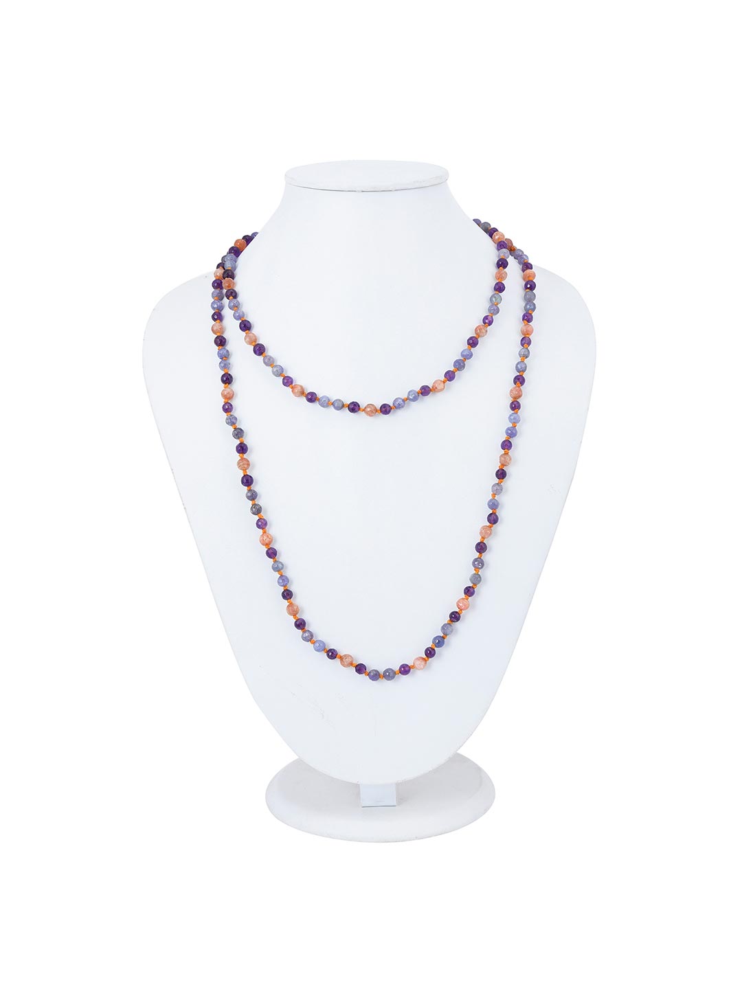 Classic Single Stranded Multi Colored Long Tasseled Necklace