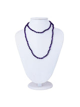 Classic Single Strand Knotted Amethyst Tasseled Long Necklace