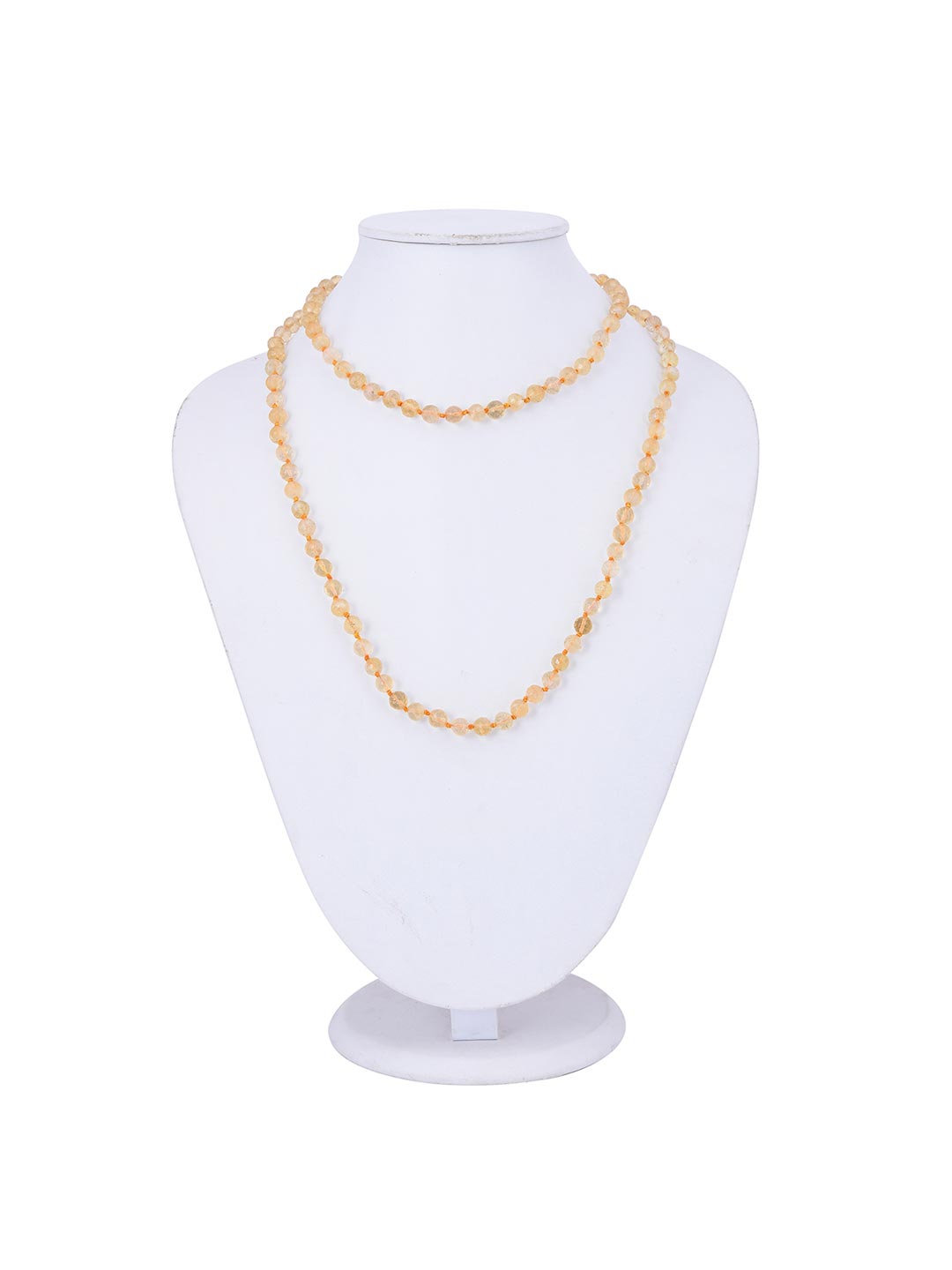 Classic Single Strand knotted Citrine Tassled Long Necklace