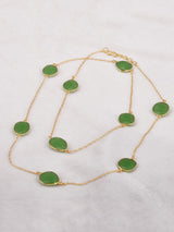 Contemporary Green Colored and Chains Long Necklace