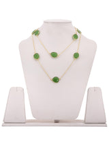 Contemporary Green Colored and Chains Long Necklace