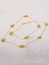 Contemporary Western Style Colored Stones and Chains Long Necklace