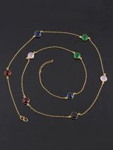 Contemporary Multi Colored Stones Chains Necklace