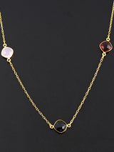 Contemporary Multi Colored Stones Chains Necklace