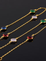 Contemporary Multi Colored Stones Chains Necklace