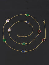 Contemporary Multi Colored Stones Chains Necklace