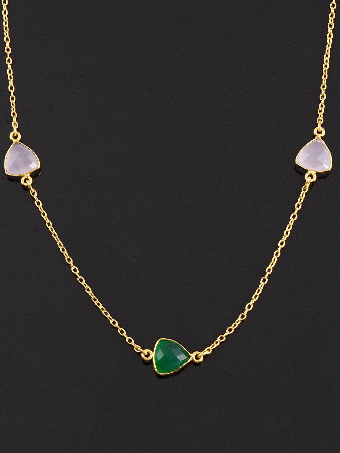 Contemporary Multi Colored Stones Chains Necklace