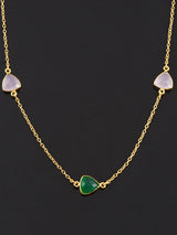Contemporary Multi Colored Stones Chains Necklace