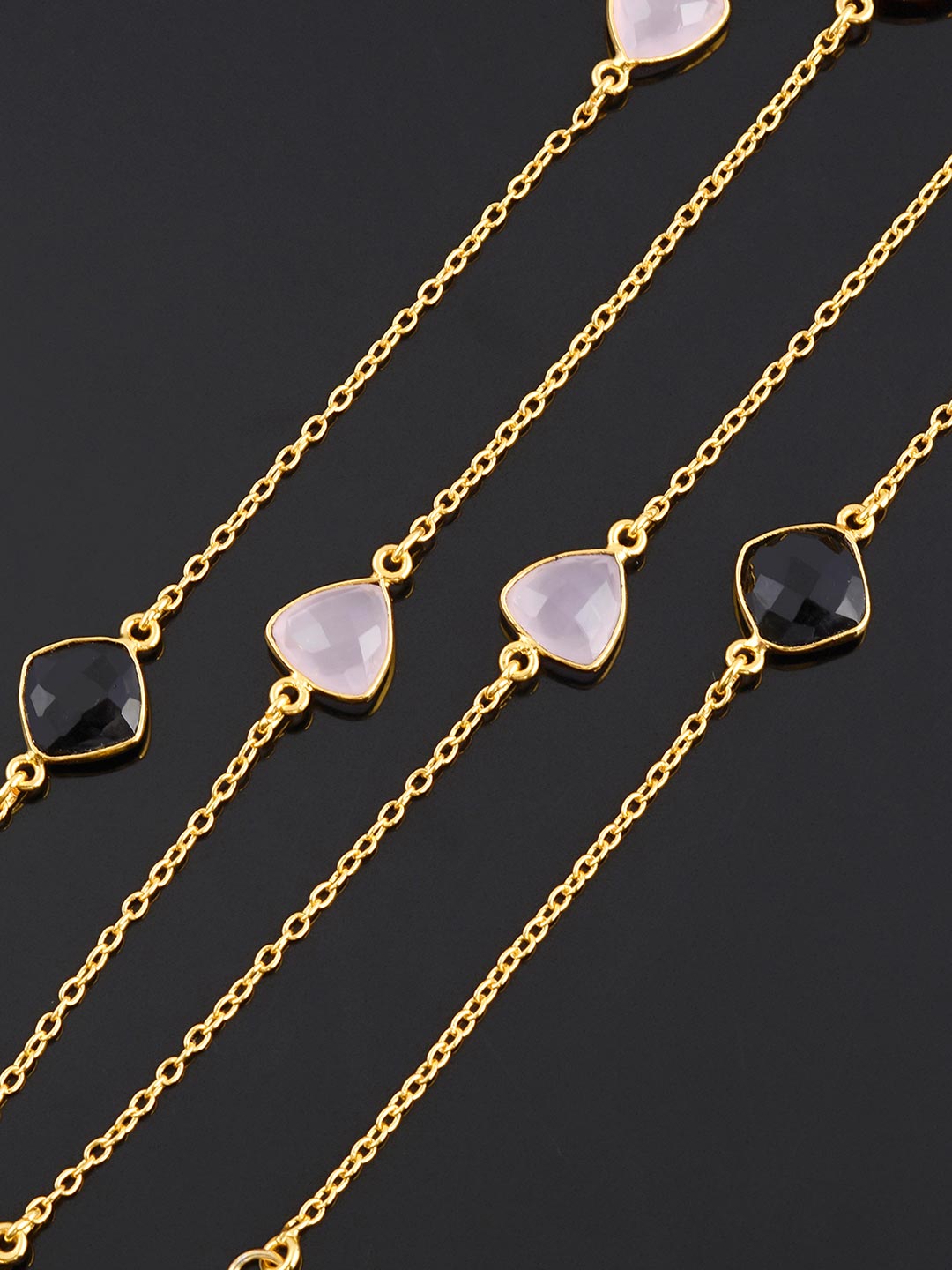 Contemporary Multi Colored Stones Chains Necklace