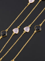 Contemporary Multi Colored Stones Chains Necklace