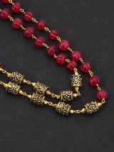Hand Woven Red Carved Stones Necklace