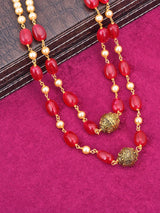 Traditional Red Stones and Pearls Necklace