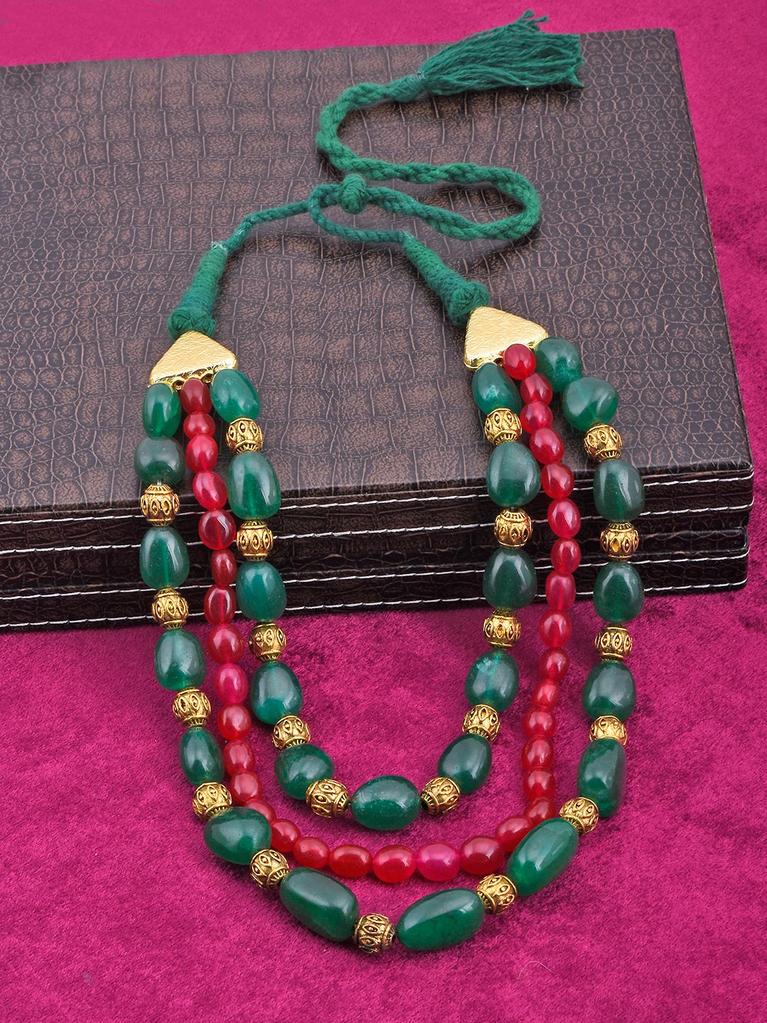 Traditional Panna Manak Hand Woven Necklace