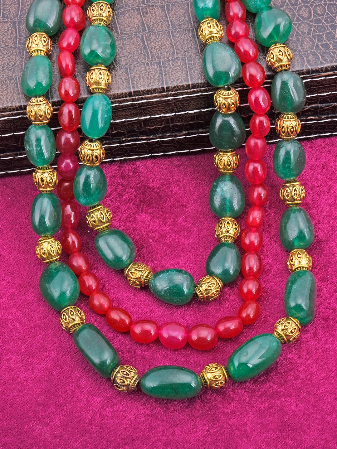 Traditional Panna Manak Hand Woven Necklace