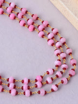 Pink Red Bead Wire Hand Woven Necklace