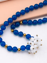 Designer Blue White Beaded Necklace