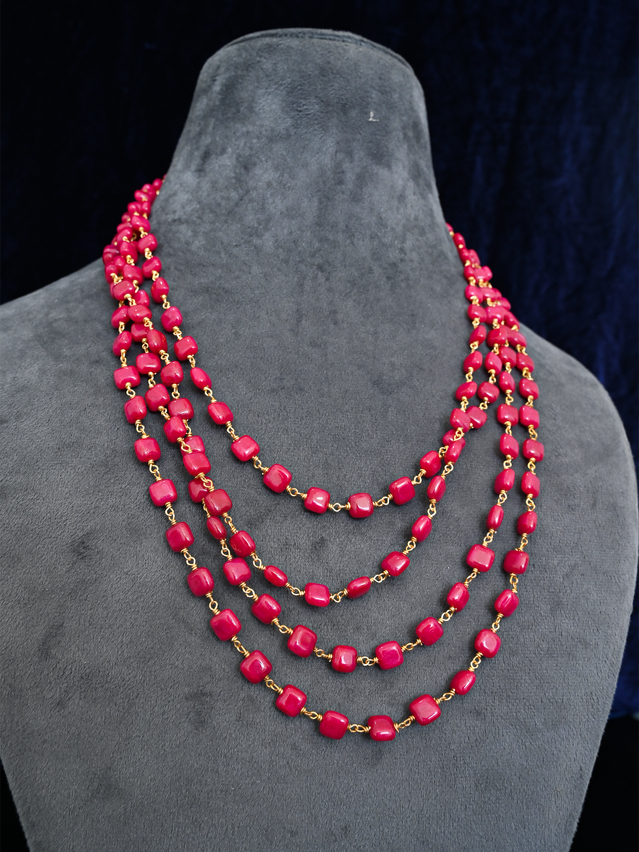 Royal Treasures Scarlet Red coloured Stones Necklace