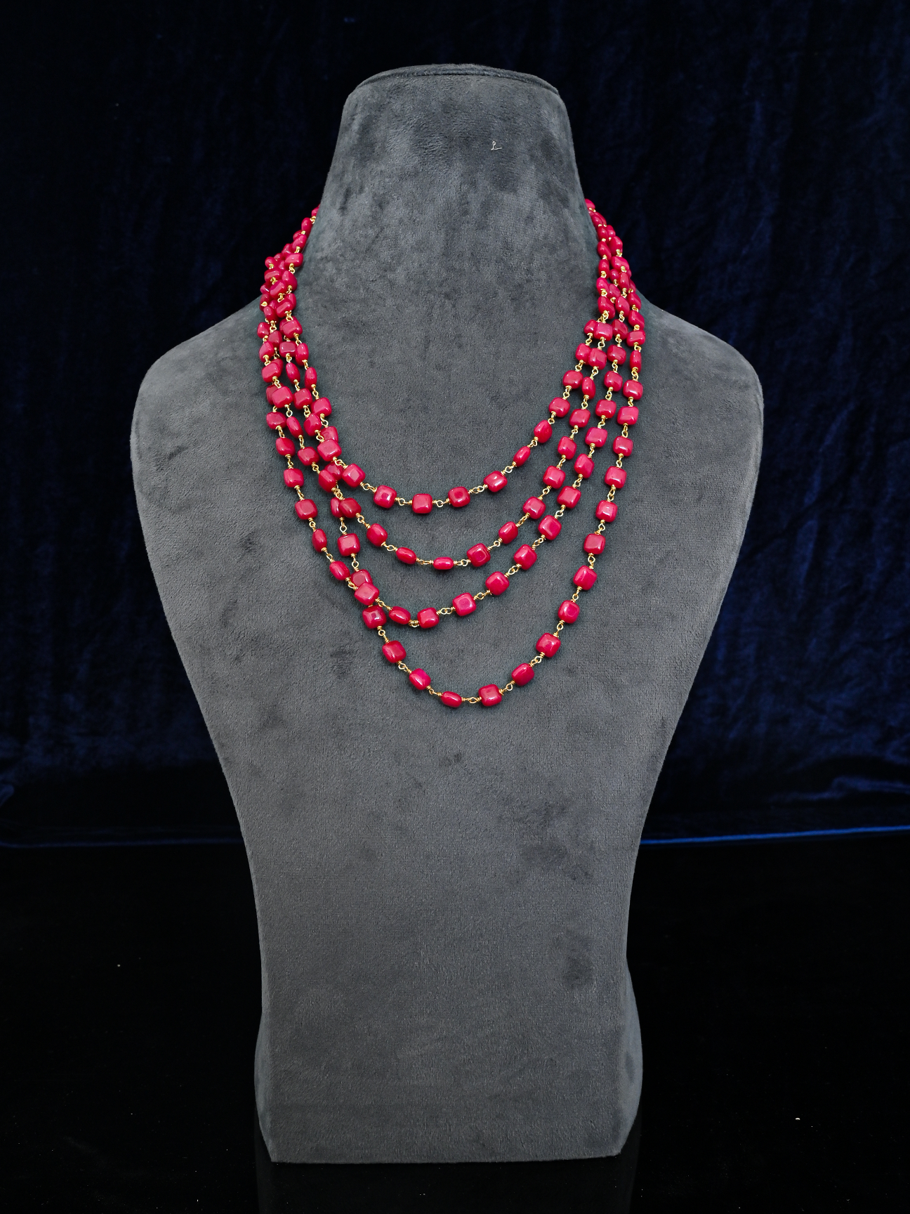 Royal Treasures Scarlet Red coloured Stones Necklace