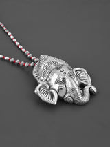 Old Silver Red Lord Ganesh Statement Necklace