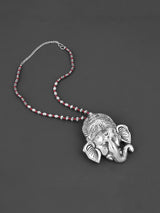 Old Silver Red Lord Ganesh Statement Necklace