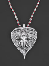 Old Silver Red Vinayaka Statement Necklace