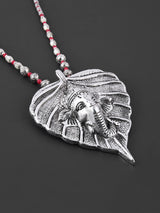 Old Silver Red Vinayaka Statement Necklace