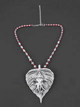 Old Silver Red Vinayaka Statement Necklace