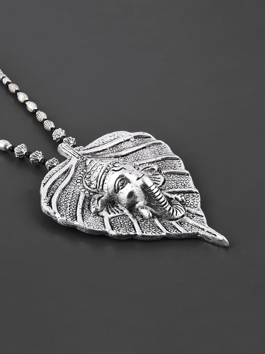 Old Silver Black Vinayaka Statement Necklace