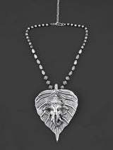 Old Silver Black Vinayaka Statement Necklace