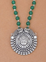 Old Silver Green Beaded Ethnic Necklace