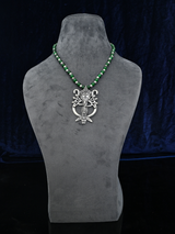Old Silver Green Beaded Tribal Mahagauri Necklace